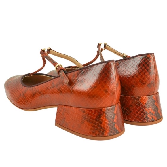 NWT Ulla Johnson Lucy Mary Jane Sunset Python Heels in rust/copper. Size 9 - Picture 3 of 9